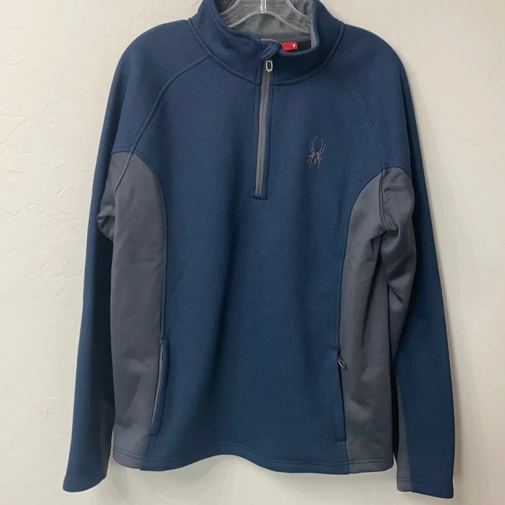 Spyder 1/4 zip Blue and gray jacket size medium.